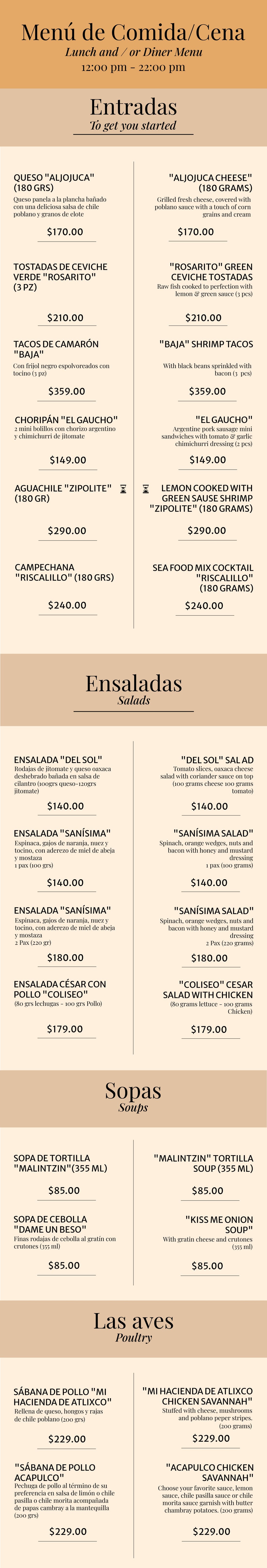 comida-cena Hotel Irma